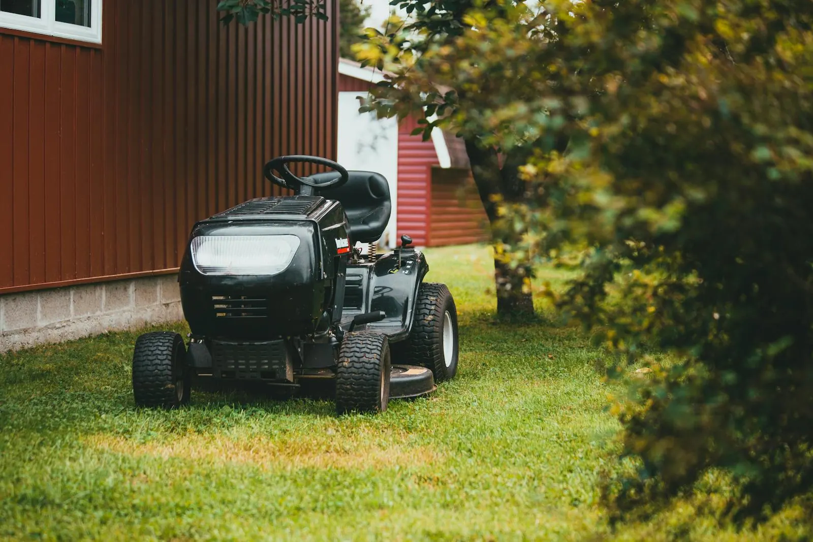 Freshly mowed green yard with clean stripes